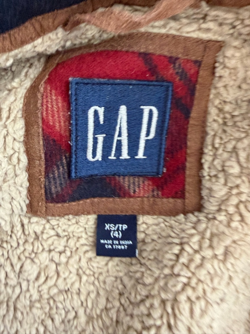 Vintage GAP Red Plaid buffalo plaid wool blend Sherpa-Lined Jacket - Picture 3 of 6